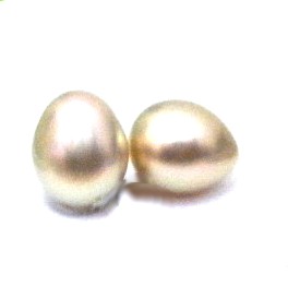 Natural Colours (gold to peach)7.5-8mm Half Drilled Drop Pair